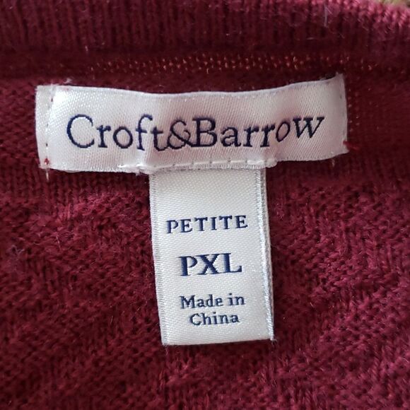 Pretty Wine Colored Croft & Barrow Textured Knit Scoop Neck Sweater Sz PXL - Picture 4 of 5
